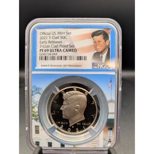 2021-S Kennedy Half PF69 Ultra Cameo NGC Early Releases Portrait Label